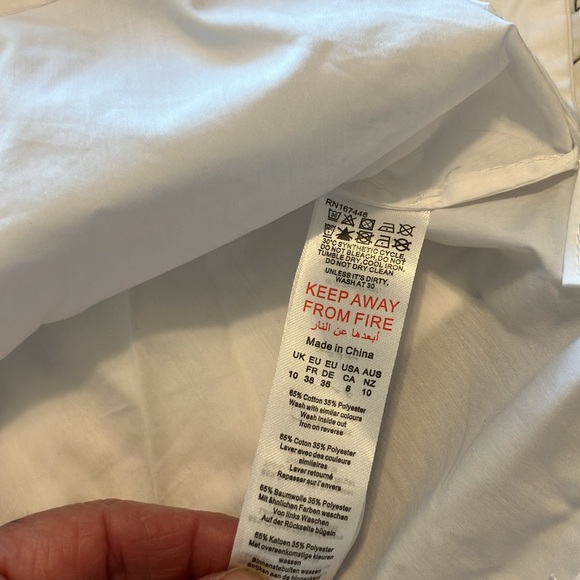 NWT Karen Millen poplin Asymmetric Longline Woven blouse Sz 6 white - Picture 9 of 9